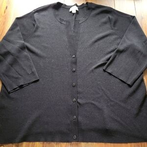 Talbots Black Women's Black Split Neck Cardigan Plus Size 2X